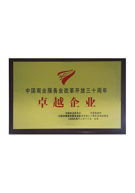 2008年中國商業(yè)服務(wù)業(yè)改革開放三十周年卓越企業(yè)