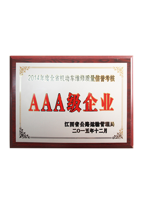 2015年全省機動車維修質量信譽考核3A級企業(yè)